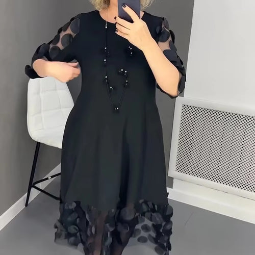 ChicMesh™ Elegant O-Neck A-Line Dress – Effortless Style for Work & Play