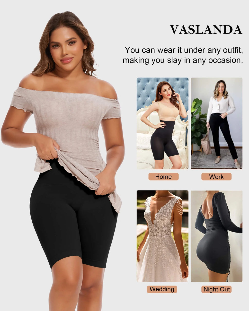 2 Packs Tummy Control Shapewear Shorts Faja Body Shaper for Women High-Waisted Thigh Slimming